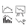 Hand drawn doodle falling down graph chart illustration vector isolated Royalty Free Stock Photo