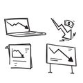 Hand drawn doodle falling down graph chart illustration vector isolated Royalty Free Stock Photo