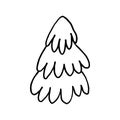 Hand drawn  doodle fir tree isolated on white background. Conifer sketch. Vector illustration. Royalty Free Stock Photo