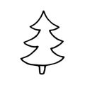 Hand drawn  doodle fir tree isolated on white background. Conifer sketch. Vector illustration. Royalty Free Stock Photo