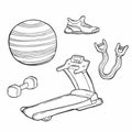 Hand drawn doodle fitness icons set Royalty Free Stock Photo