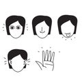 hand drawn doodle Five senses vector icon illustration set Royalty Free Stock Photo