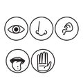 hand drawn doodle Five senses vector icon illustration set Royalty Free Stock Photo