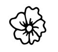 Hand drawn doodle of flowers. Simple line sketch floral collection. black and white with lettering Flowers Royalty Free Stock Photo