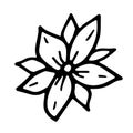 Hand drawn doodle of flowers. Simple line sketch floral collection. black and white with lettering Flowers Royalty Free Stock Photo