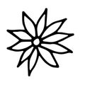 Hand drawn doodle of flowers. Simple line sketch floral collection. black and white with lettering Flowers Royalty Free Stock Photo