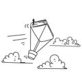 hand drawn doodle flying book as hot air balloon illustration vector Royalty Free Stock Photo