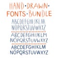 Hand drawn doodle fonts bundle Royalty Free Stock Photo