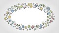Handdrawn doodle frame with arrows stars and speech bubbles on a white background Royalty Free Stock Photo