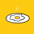 Hand drawn doodle Fried egg illustration icon. isolated Royalty Free Stock Photo