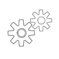 Hand drawn doodle Gears are drawn by a single line on a white background. Single line drawing. Continuous line. Vector Royalty Free Stock Photo