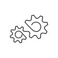 Hand drawn doodle Gears are drawn by a single line on a white background. Single line drawing. Continuous line. Vector Royalty Free Stock Photo