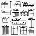 Hand Drawn Doodle Gift Boxes.