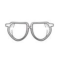 Hand drawn doodle glasses icon with line art style cartoon Royalty Free Stock Photo