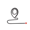 Hand drawn doodle gps icon symbol for relocate position with doodle style vector