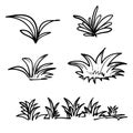 Hand drawn doodle grass bush illustration vector