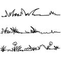 Hand drawn doodle grass illustration with cartoon style vector