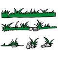 Hand drawn doodle grass illustration with cartoon style vector