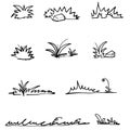 Hand drawn doodle grass illustration vector