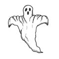 Hand drawn doodle Halloween ghost. Black and white pen objects . Design illustration for poster, flyer .