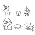 hand drawn doodle house insurance related illustration vector