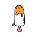 Hand drawn doodle ice-cream. Popsicle ice lolly. Cartoon sketch.