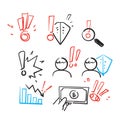 Hand drawn doodle icon Related to Risk caution and protect illustration isolated