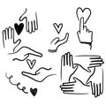Hand drawn doodle illustration icon symbol for Care, generous and sympathize icon set in thin line style vector Royalty Free Stock Photo