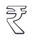 Hand drawn doodle of Indian rupee sign. Outline vector illustration. The symbol of world currencies