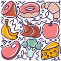 hand drawn doodle ingredient menu