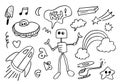 Hand-drawn doodle kid set on white background Royalty Free Stock Photo