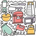 hand drawn doodle kitchen property with Royalty Free Stock Photo