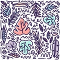 hand drawn doodle leaf set