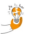 hand drawn doodle light bulb globe concept icon illustration Royalty Free Stock Photo