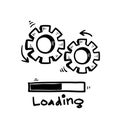 Hand drawn doodle loading bar icon with gears illustration isolated Royalty Free Stock Photo
