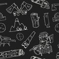 Hand drawn doodle lumberjack seamless pattern Royalty Free Stock Photo