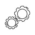 Hand drawn doodle of mechanical cogs. Concept of development, moving process, study, learning. Vector illustration of