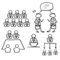 Hand drawn doodle Meeting Icons Set on White Background Royalty Free Stock Photo