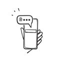 Hand drawn doodle mobile phone Password protected icon illustration vector Royalty Free Stock Photo