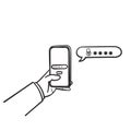 Hand drawn doodle mobile phone Password protected icon illustration vector Royalty Free Stock Photo