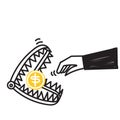 hand drawn doodle money trap illustration vector Royalty Free Stock Photo