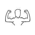 Hand drawn doodle muscular bicep arm illustration isolated vector Royalty Free Stock Photo