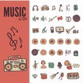 Hand drawn,doodle music icon set Royalty Free Stock Photo