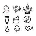 Hand drawn doodle Natural and organic cosmetics illustration icons set isolated Royalty Free Stock Photo