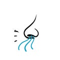 Hand drawn doodle nose sense smell illustration icon isolated