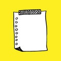 Hand drawn doodle notepaper list sticker for messages