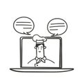 hand drawn doodle online chef icon illustration vector