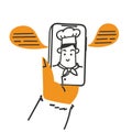 hand drawn doodle online chef icon illustration vector