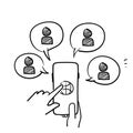 Hand drawn doodle online meeting conversation icon illustration vector