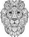 Hand drawn doodle ornate lion illustration